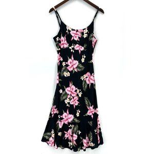 MILSON Dress Womens Sleeveless Floral Adjustable Strap Ruffle Hem Black Pink S